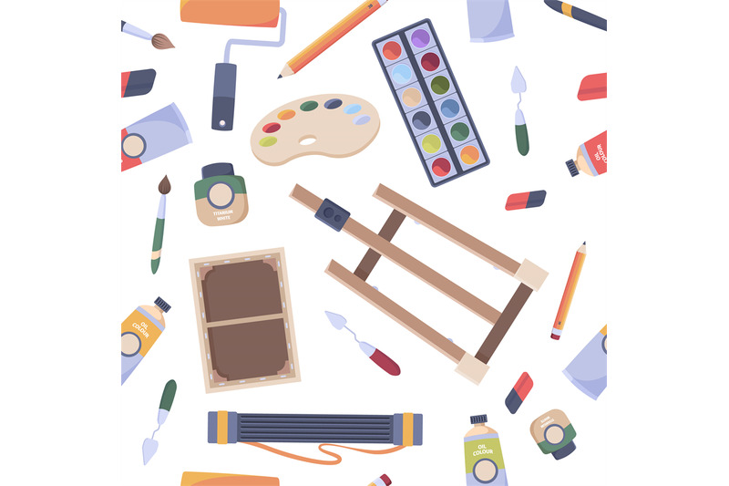 tools-artist-pattern-brush-pencil-paint-vector-seamless-background