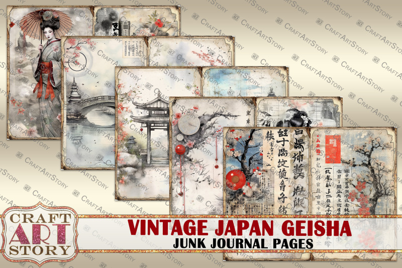 vintage-japan-geisha-junk-journal-picture-collage-digital