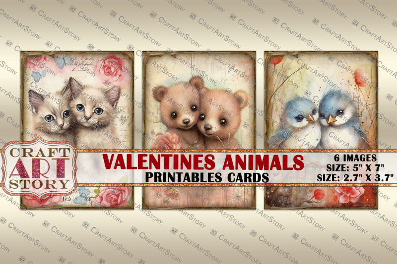 valentines-digital-picture-collage-animals-valentine-cards