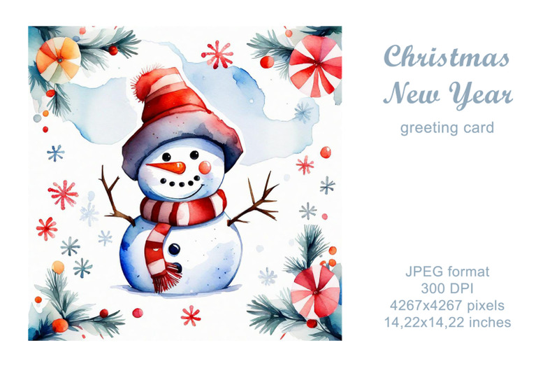 snowman-watercolor-greeting-card-illustration-merry-christmas