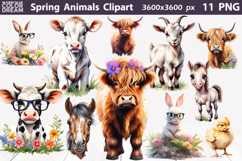 spring-animals-clipart-farm-animals-sublimation