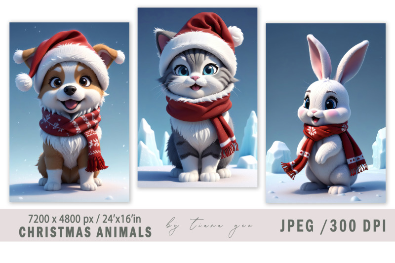 christmas-dog-and-bunny-illustrations-for-posters-4-jpeg