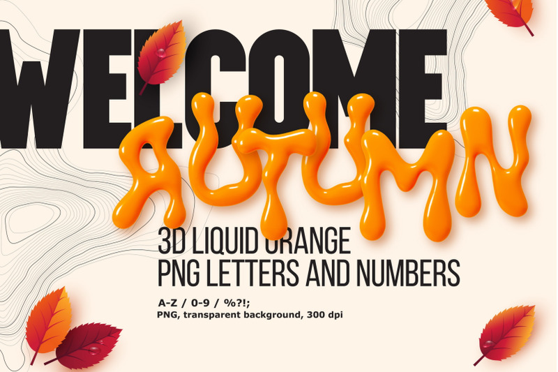 liquid-orange-festive-glossy-3d-lettering-renders