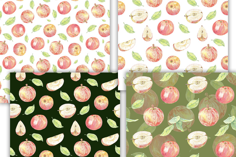 watercolor-apple-pie-leave-pattern-seamless-print-wallpaper