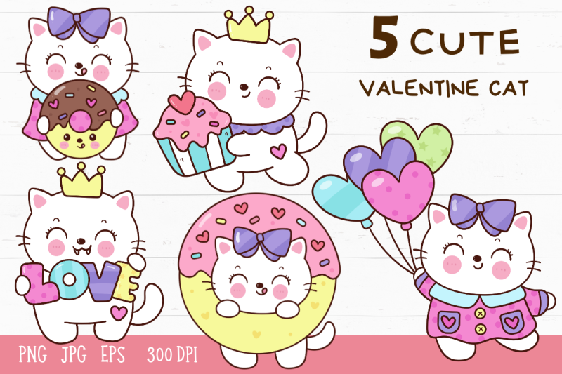 valentine-cats-kawaii-animal-couple-love-clipart