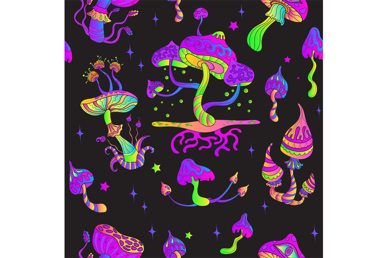 psychedelic-mushroom-pattern-magic-neon-shroom-seamless-print-trippy