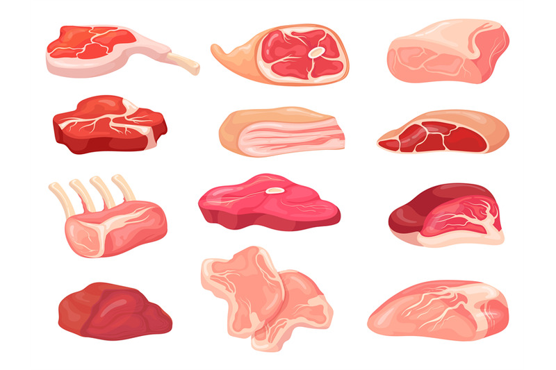 cartoon-rustic-meat-raw-animal-steaks-variety-for-roast-chop-barbecue