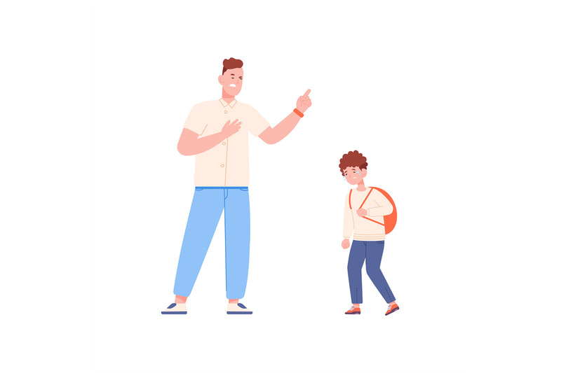 father-discipline-kid-cartoon-strict-dad-scold-on-cry-son-parent-reb