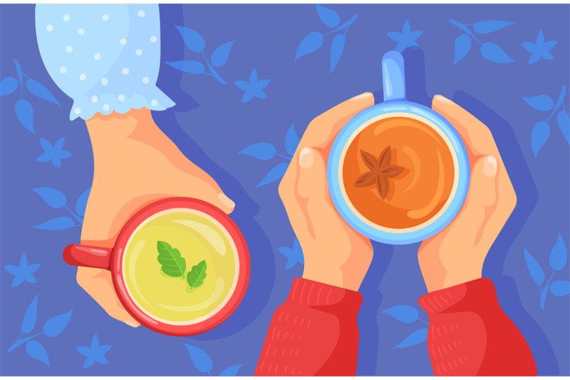 hands-cups-top-view-shared-tea-conversation-hand-with-cup-coffee-or