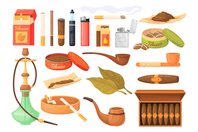 cartoon-tobacco-products-tabacco-cigarette-vintage-cigar-snuff-chewin