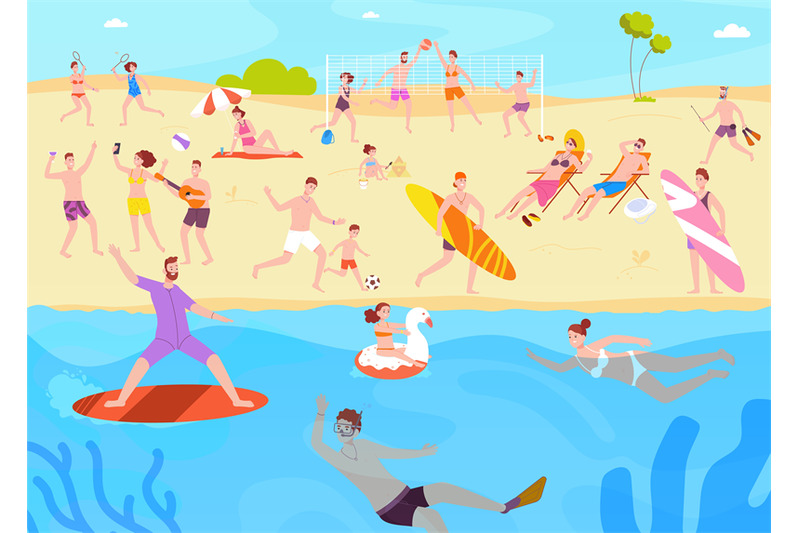 crowd-people-on-beach-crowded-seashore-or-sea-of-swimming-person-lot