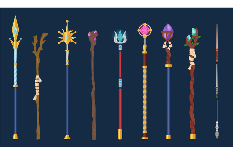 cartoon-magical-staff-wizards-magic-weapon-magical-wand-princess-rod