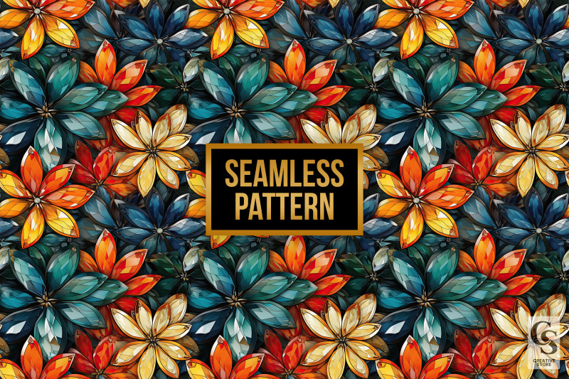 gemstone-flowers-seamless-patterns