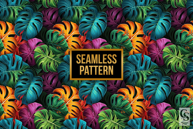 monstera-leaves-seamless-patterns