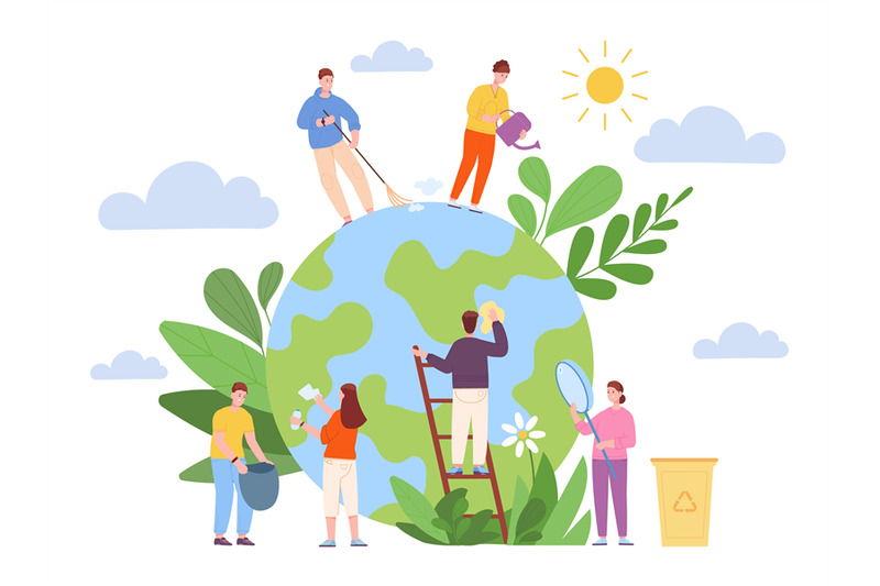 volunteers-cleaning-globe-ecologic-activists-clean-green-planet-volu