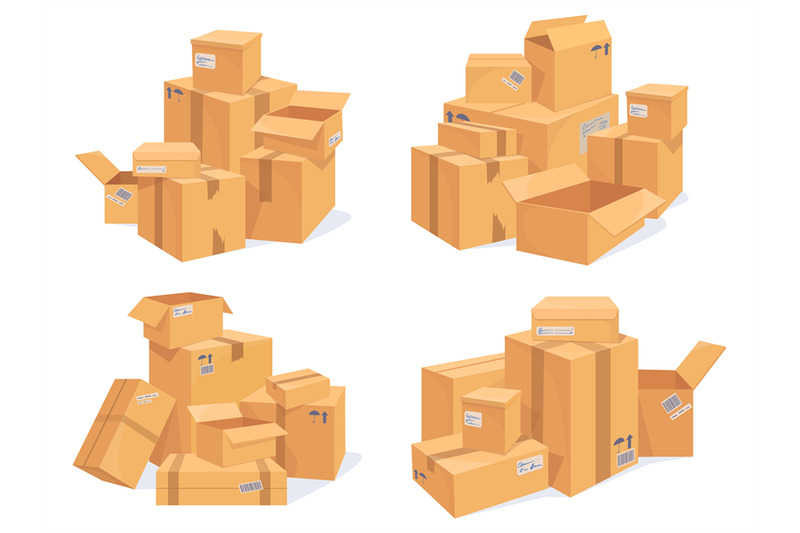 carton-box-stack-stacked-parcel-cardboard-packages-lot-isometric-box