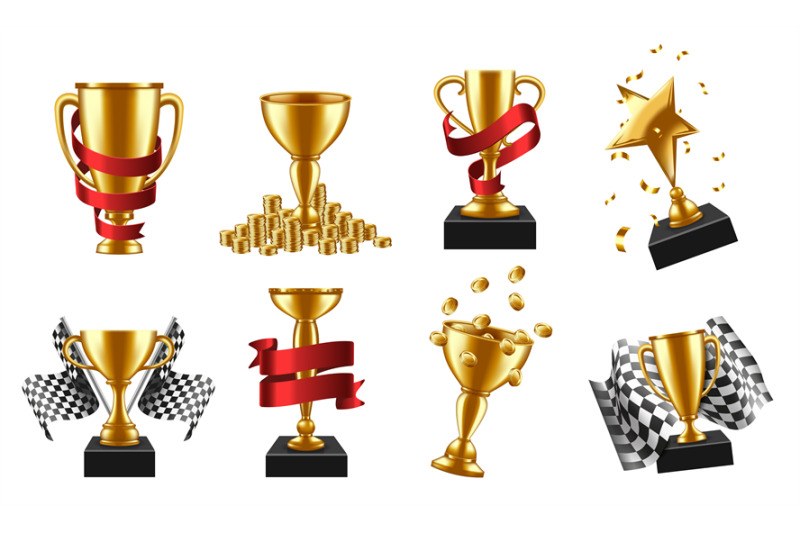 golden-cup-awards-winner-trophy-with-red-ribbon-gold-coins-and-check