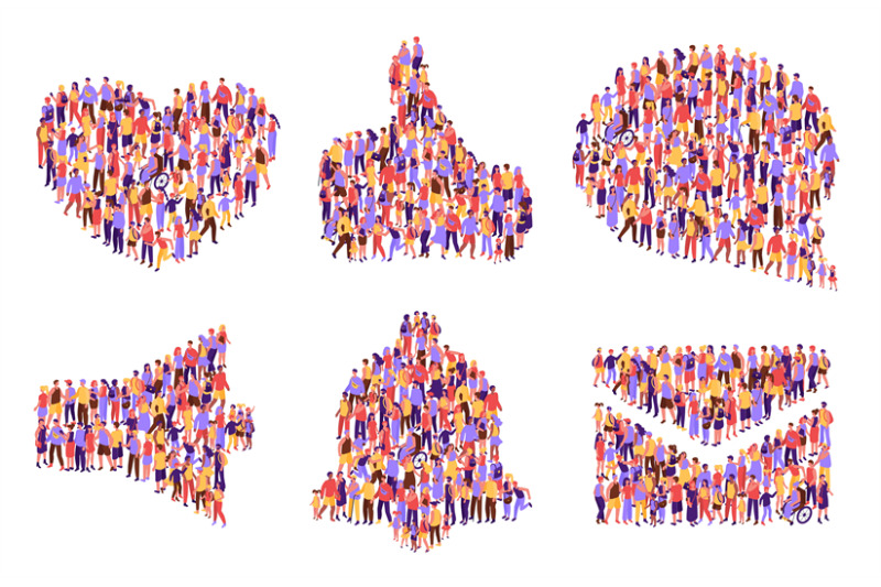 top-view-isometric-crowd-icons-heart-shape-thumb-up-like-social-spe