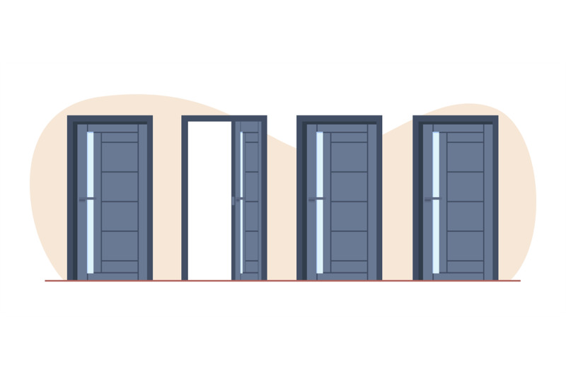 four-doors-one-of-which-is-open-another-closed-office-room-entry-c