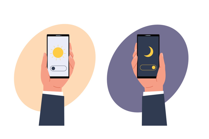 hand-holds-smartphone-with-day-and-night-mode-interface-on-and-off-sl