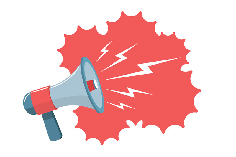 megaphone-on-red-background-loudspeaker-with-white-lightning-signs-p