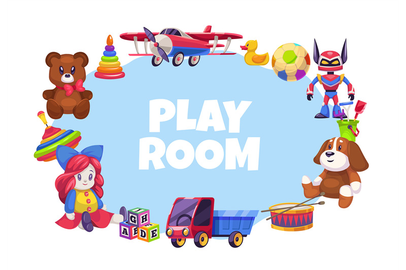 banner-with-set-of-children-toys-round-frame-with-copy-space-for-text