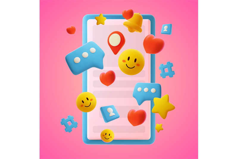 social-media-3d-icons-phone-online-communication-symbols-cartoon-rea