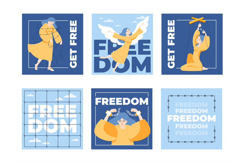 cartoon-style-freedom-inscriptions-cards-motivational-typography-post