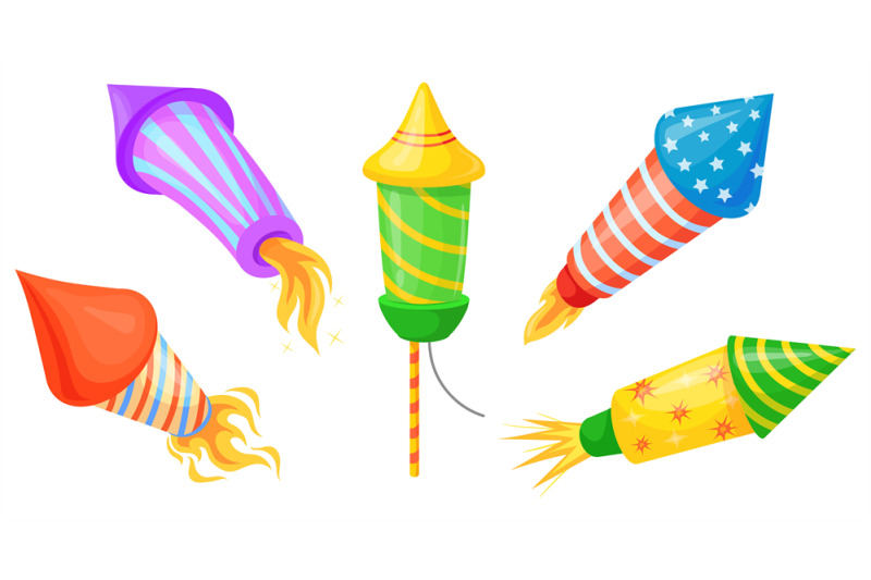 cartoon-fireworks-rockets-firework-rocket-christmas-party-pyrotechnic