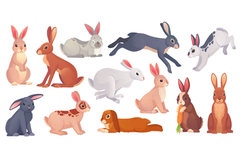 cartoon-hares-poses-wild-spring-gray-hare-with-carrot-cute-bunny-run