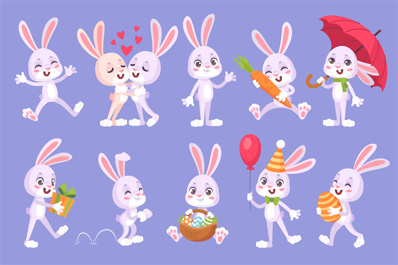 cartoon-hares-with-carrot-cute-bunny-characters-adorable-funny-love-c