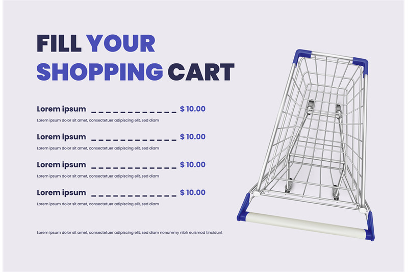 product-list-cart-realistic-supermarket-trolley-top-view-online-shop