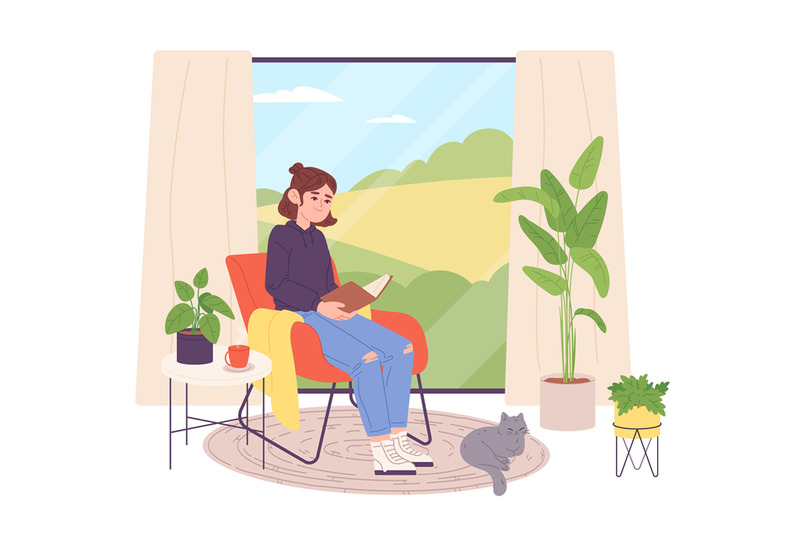 reader-at-window-woman-relax-sitting-on-comfortably-armchair-and-read