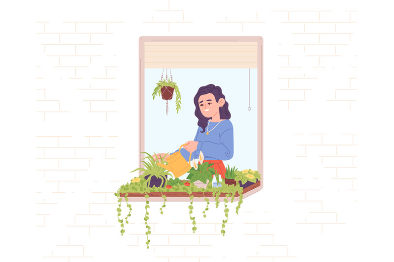 woman-watering-flowers-on-windowsill-female-water-care-of-green-house