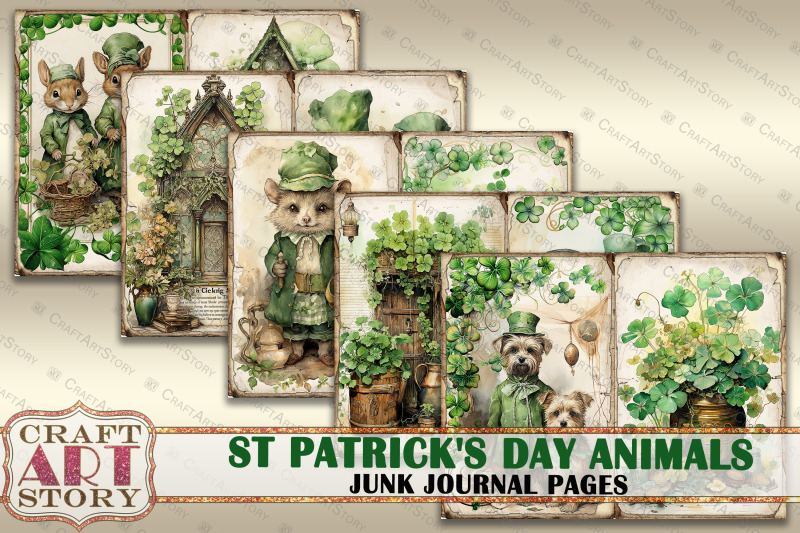 st-patrick-039-s-day-animals-junk-journal-kit-collage-pages