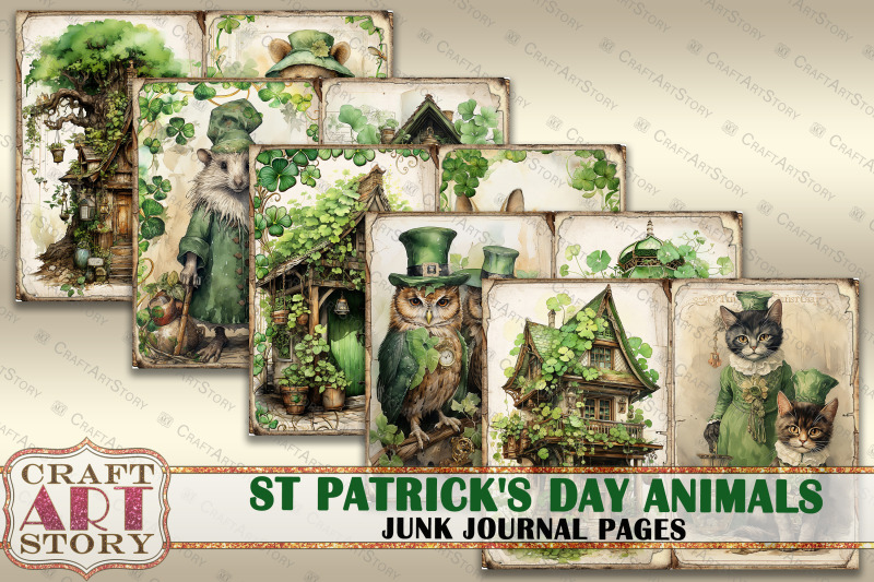 st-patrick-039-s-day-animals-junk-journal-kit-collage-pages