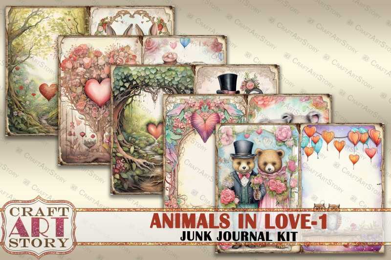 valentine-039-s-day-animals-in-love-1-junk-journal-kit-collage