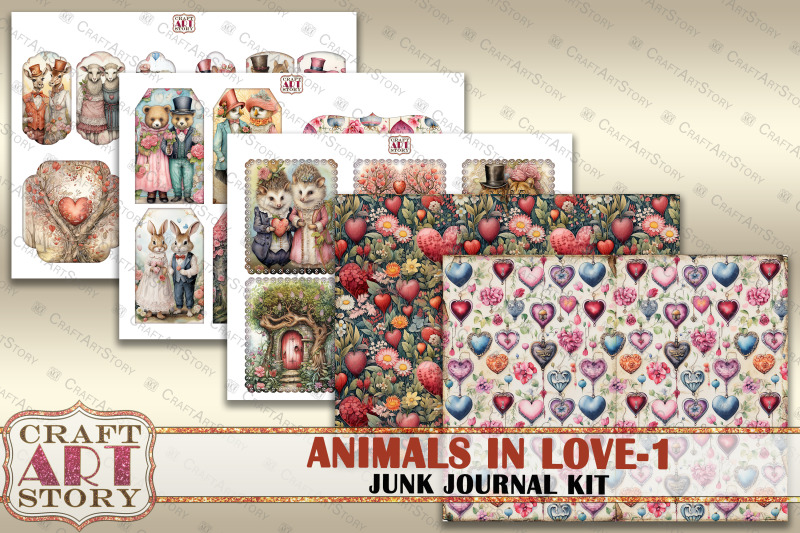 valentine-039-s-day-animals-in-love-1-junk-journal-kit-collage