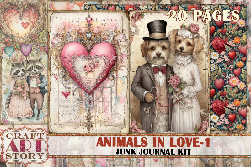 valentine-039-s-day-animals-in-love-1-junk-journal-kit-collage