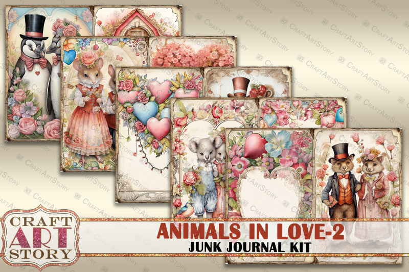 valentine-039-s-day-animals-in-love-2-junk-journal-kit-collage