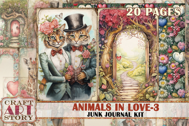 valentine-039-s-day-animals-in-love-3-junk-journal-kit-collage