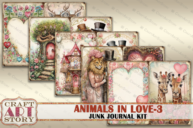 valentine-039-s-day-animals-in-love-3-junk-journal-kit-collage