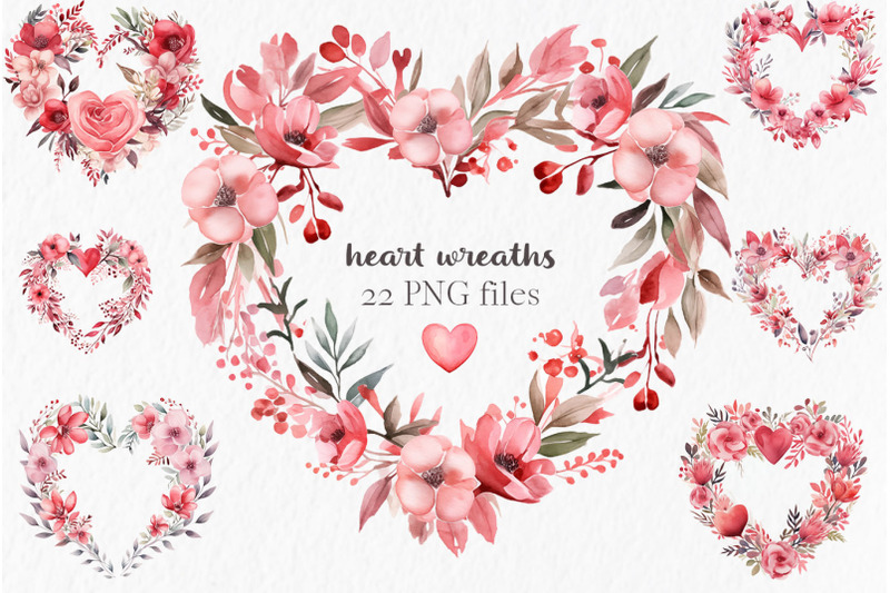 valentines-wreath-watercolor-hearts