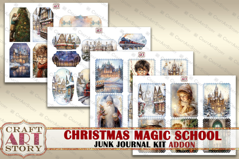 christmas-magic-school-junk-journal-pages-addon-hogwarts