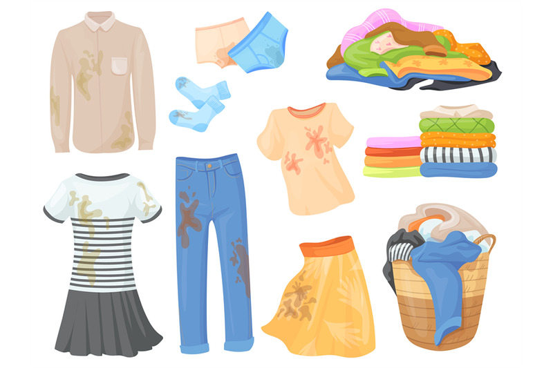 dirty-and-clean-garment-clothes-with-dirt-stains-stack-untidy-appare