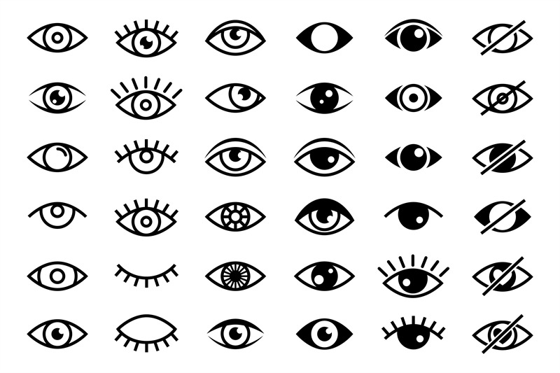 beautiful-black-eyes-icons-collection-images-of-open-and-closed-eyes