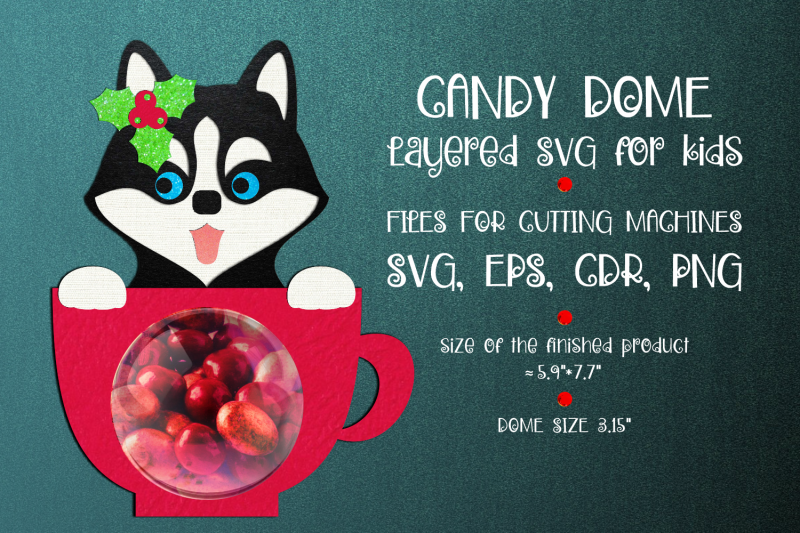 husky-dog-in-a-cup-candy-dome-christmas-ornament-paper-craft-tem