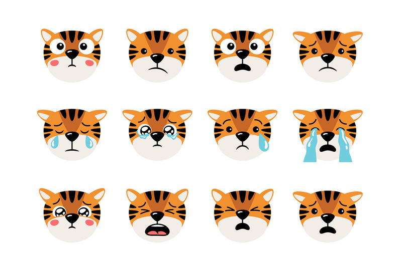 sad-crying-tigers-heads-with-emoticons-cartoon-characters-mascots-co