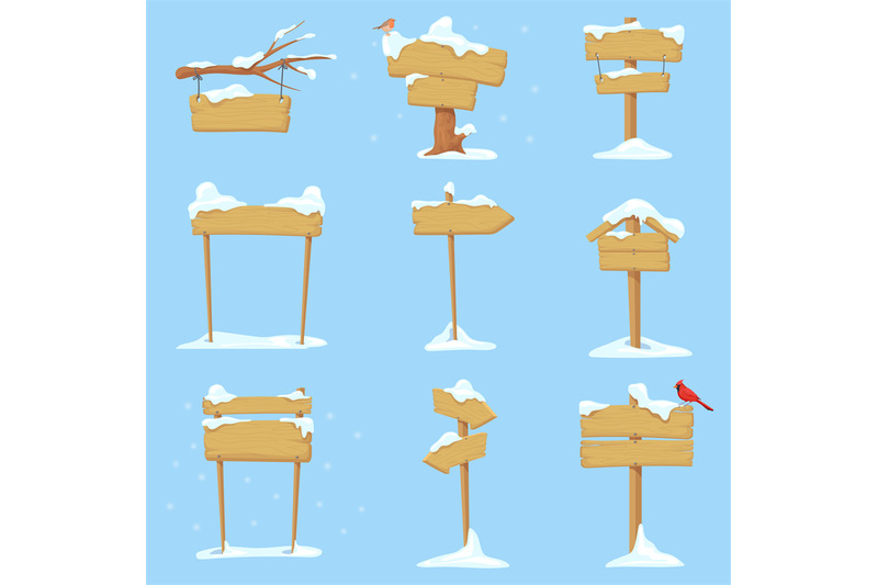 snow-wooden-signs-winter-wood-signboard-cartoon-snowy-signpost-board