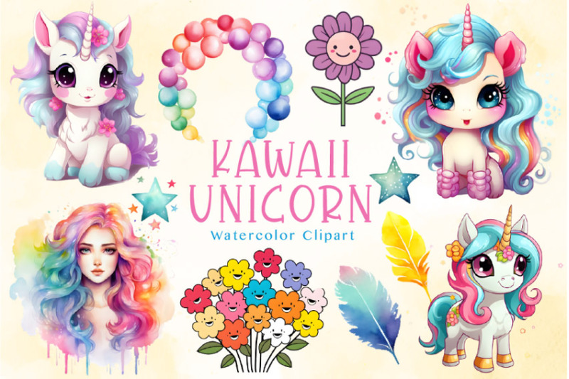 26-kawaii-unicorn-clipart-bundle